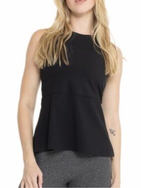 Spanx Very Black Sleeveless Peplum Top